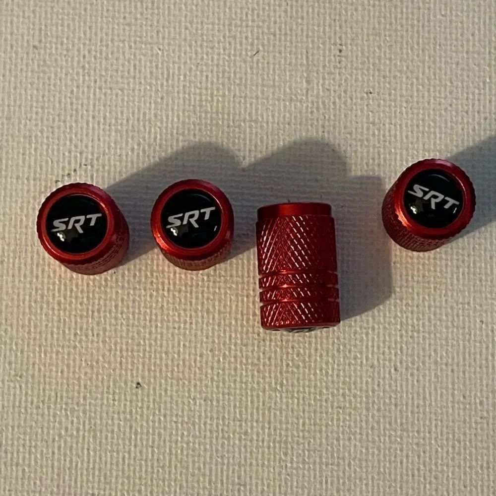 SRT Logo Valve Stem Caps in Red Set of 4 NWT
